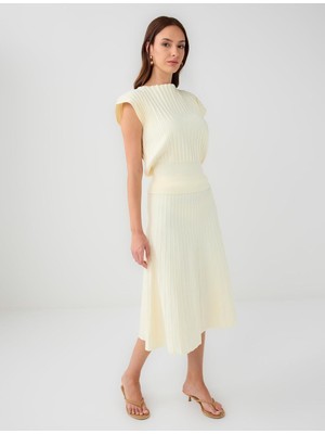 Jimmy Key Taş Normal Bel Düz Kesim Midi Triko Etek