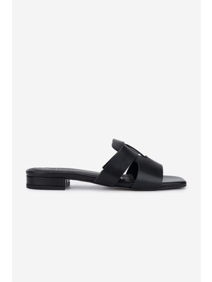 Valmenti Kadın Hakiki Deri Siyah Düz Terlik 1112 9760 Bn Trlk Y25 Sıyah