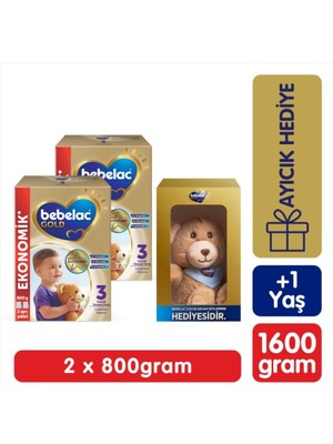 Bebelac Gold 3 Devam Sütü +1 Yaş 800 gr x 2 Adet Ayıcık Hediyeli