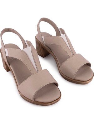 Hakiki Deri Sandalet Modern Lastikli 607 Gri