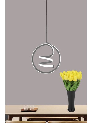 Dart Gri Kasa Ledli Sarkıt Avize