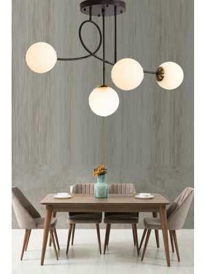 Eva Modern Tasarım Kapalı Globe Camlı Dörtlü Avize