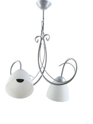 Betül Modern Gri Kasa Beyaz Opal Camlı Ikili Avize