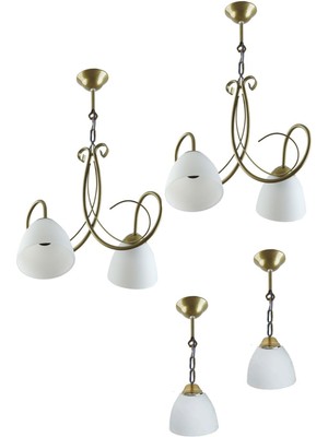 Avizeseti Ikili Avize Tekli Avize Betül Eskitme Kasa Beyaz Camlı Avize