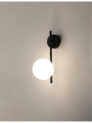 Sedef Siyah Kasa Beyaz Camlı Tekli Aplik