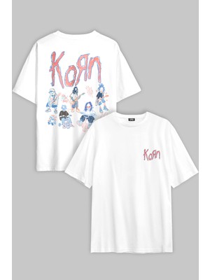 Korn T-Shirt Nu Metal Rapcore Metal Music Drawing Baskılı Unisex Oversize Tişört