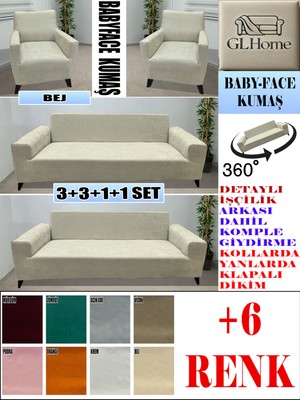 Baby Face Kumaş 3+3+1+1 Komple Giydirme Kanepe&çekyat, Bohem, Porto, Vb. Model Koltuk Kılıfı