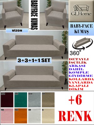 Baby Face Kumaş 3+3+1+1 Komple Giydirme Kanepe&çekyat, Bohem, Porto, Vb. Model Koltuk Kılıfı