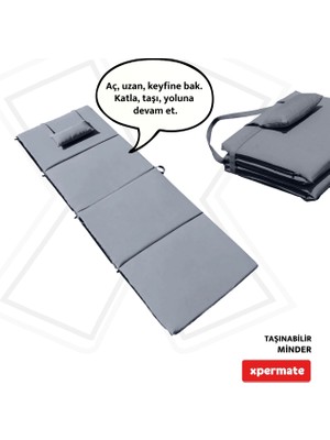 Xpermate Katlanır Şezlong Minderi - Taşınır Kamp Yatağı Su Itici Solmaz Kumaş 180X60X3 Antrasit Ultraluks