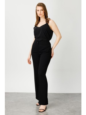 Moda Ilgi Kadın Büyük Beden Süs Cep Detaylı Pantolon 3501 Siyah