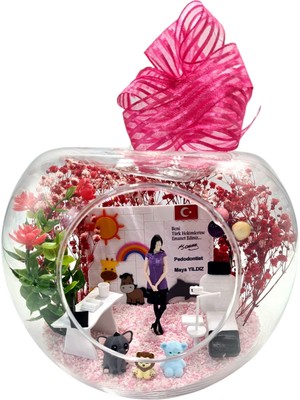 Kişiselleşebilir Çocuk Diş Hekimi Pedodontist Teraryum 3D Arkadaşa Sevgiliye Konsept Hediyelik Lüx