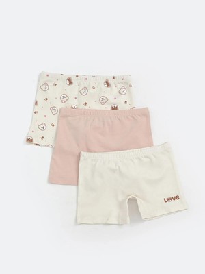 LC Waikiki LCW Kids Kız Çocuk Beli Lastikli Boxer 3'Lü Paket Pamuklu Günlük Kullanım İçin Konforlu