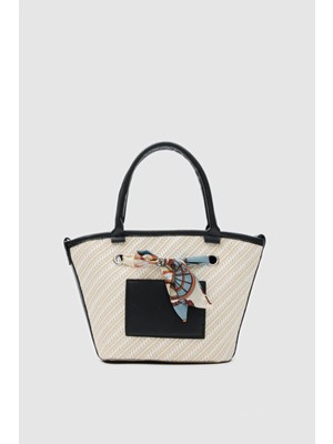 Modena Şal Aksesuarlı El ve Omuz Çantası Siyah