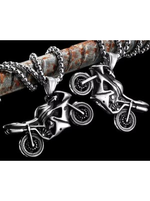 Paslanmaz Çelik Motorcycle Kolye – Erkekler Için Motorcu Takı | Şık ve Dayanıklı Biker Kolye