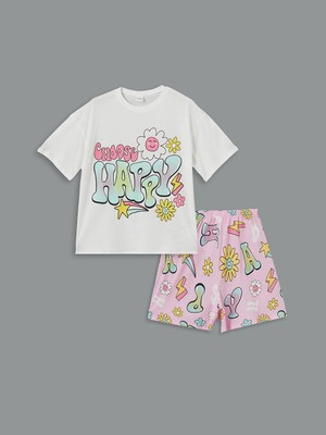 Lc Waikiki Yeni Sezon Bisiklet Yaka Kiz Cocuk Sortlu Pijama Takimi - S5AP76Z4