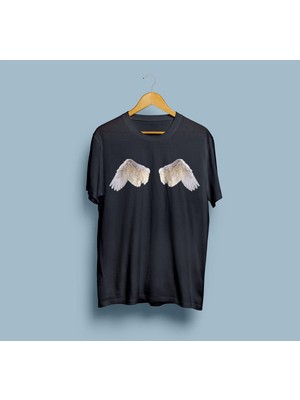 Oversize Melek Kanatları Tasarım Unisex T-Shirt