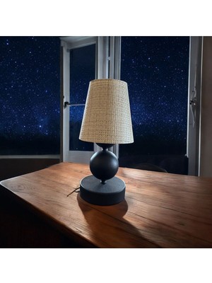 Beren Rattan Şapkalı Masa Lambası