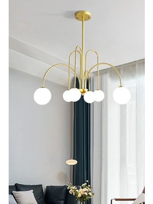 Rachel  Globe Camlı Altılı Avize