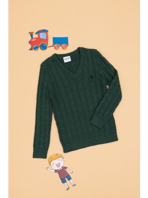 U.s. Polo Assn. Erkek Çocuk Koyu Yeşil Kazak /triko 50315639-VR079