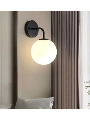 Kartopu Siyah Kasa Beyaz Camlı Tekli Aplik