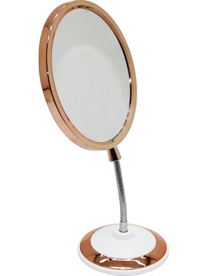Makyaj Ayna Oval Spiralli Esnek Gövdeli Çift Taraflı Büyüteçli Ayna 14.5X17.5X31CM (4915)