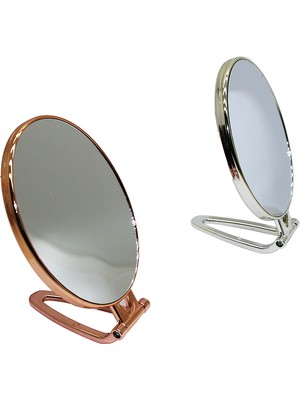 Oval Gold - Gümüş Pls.çerçeve Makyaj Aynası Çift Yönlü (4915)