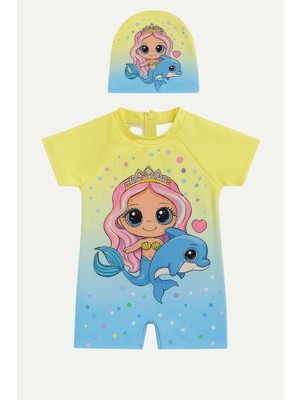 Kız Çocuk Dalgıç Kumaş Gizli Fermuarlı Boneli Mayo Takımı 3-10 Yaş 11933