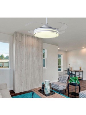 Minofell Tavan Vantilatörü Aydınlatmalı Gizli Kanat Pervaneli Kumandalı Açılır-Kapanır Kanat 3 Işık