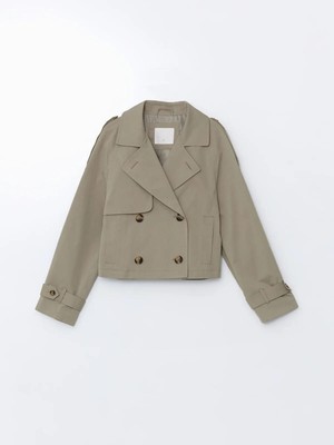 Xsıde  Ceket Yaka Crop Kadın Trençkot  (W5)