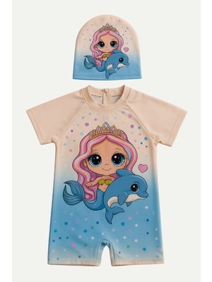 Kız Çocuk Dalgıç Kumaş Gizli Fermuarlı Boneli Mayo Takımı 3-10 Yaş 11935