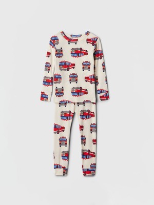 Gap Bebek Kırık Beyaz %100 Organik Pamuk Itfaiye Desenli Pijama Takımı