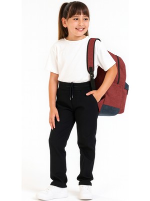 Giyicem Kız Çocuk Beli Ipli Kaşkorse Pantolon G2025-2 %100 Pamuk Desenli Dar Kesim