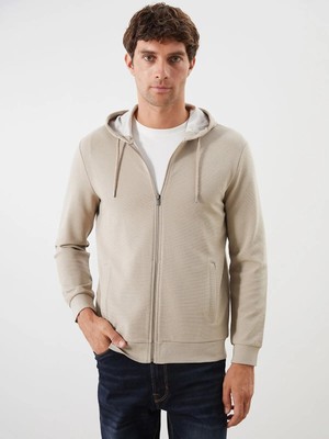 Lcwaıkıkı Classic  Kapüşonlu Uzun Kollu Erkek Fermuarlı Sweatshirt  (W5)
