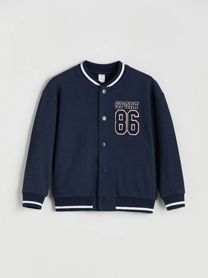 LC Waikiki Lcw Kids Nakışlı Uzun Kollu Erkek Çocuk Kolej Ceket %100 Pamuk Kalın 3 İplik Şardonlu