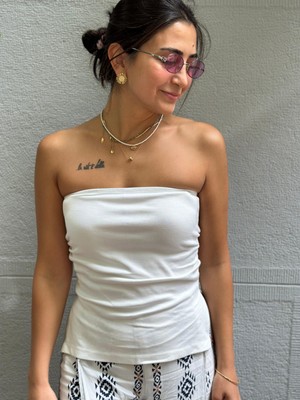 Kadın Penye Straplez Bluz