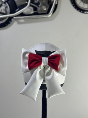 Motor & Motosiklet Beyaz Kırmızı Çift Fiyonk Kask Aksesuarı Kask Dış Aksesuar