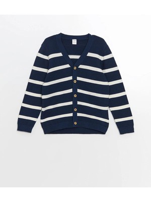 Lcw Kids  V Yaka Çizgili Erkek Çocuk Triko Hırka  (W5)