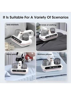 Güçlü Emiş El Süpürgesi Akar Temizleyıcı Şarjlı Dijital Göstergeli Hepa Filtre Koltuk Yatak 16000PA