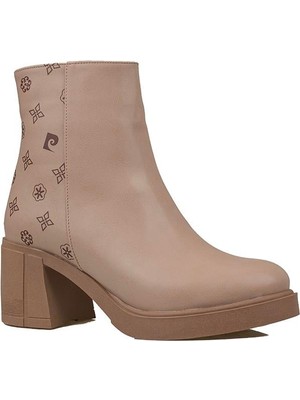 Pierre Cardin Bej Kalın Topuk Kauçuk Taban Kadın Casual Bot