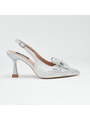 Topuklu Fiyonk Aksesuarlı Kadın Abiye Ayakkabı