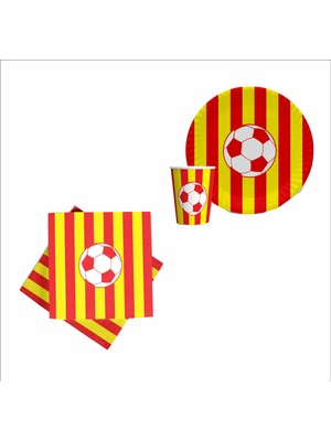 Taraftar Sarı Kırmızı 8 Tabak, 8 Bardak, 10 Peçete