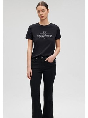 Mavi ASTROLOJI BASKILI GRAFIK TIŞORT