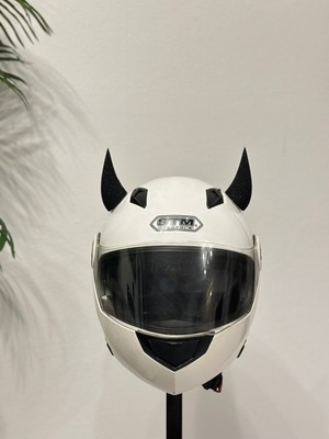 Motor & Motosiklet Siyah Simli Şeytan Boynuzu Kask Dış Aksesuar