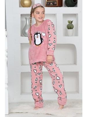 Yeni Sezon Sonbahar/kış Kız Çocuk Penguen Desenli Polar Pijama Takımı 4994
