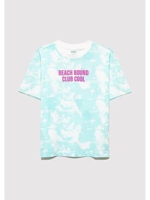 Mavi Oversize Baskılı Erkek Çocuk T-Shirt Kısa Kol Günlük Stil 5 - 6 Yaş M6610334-89717