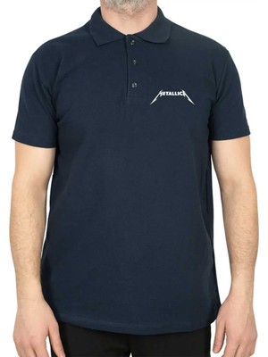 Metallica Classic Logo Polo Yaka Lacivert Tişört