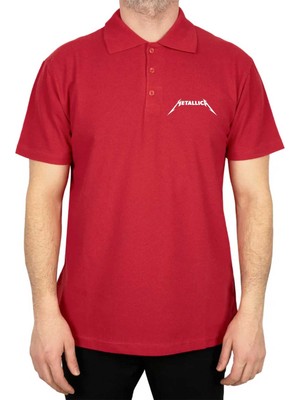 Metallica Classic Logo Polo Yaka Kırmızı Tişört