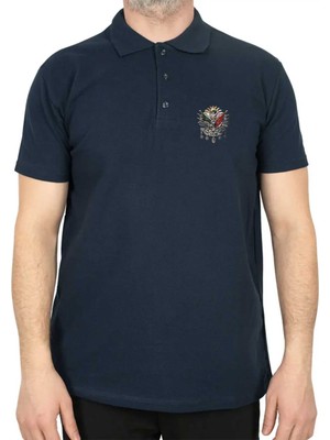 Osmanlı Arma Polo Yaka Lacivert Tişört