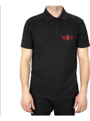 Slipknot Logo Polo Yaka Siyah Tişört