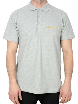 Alpinestars Logo Gold Polo Yaka Gri Tişört
